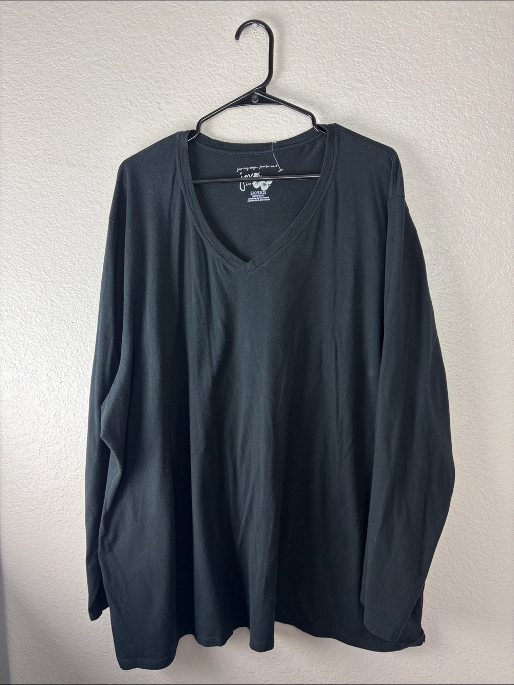 Just my style Black V-Neck Long Sleeve Shirt (5X)